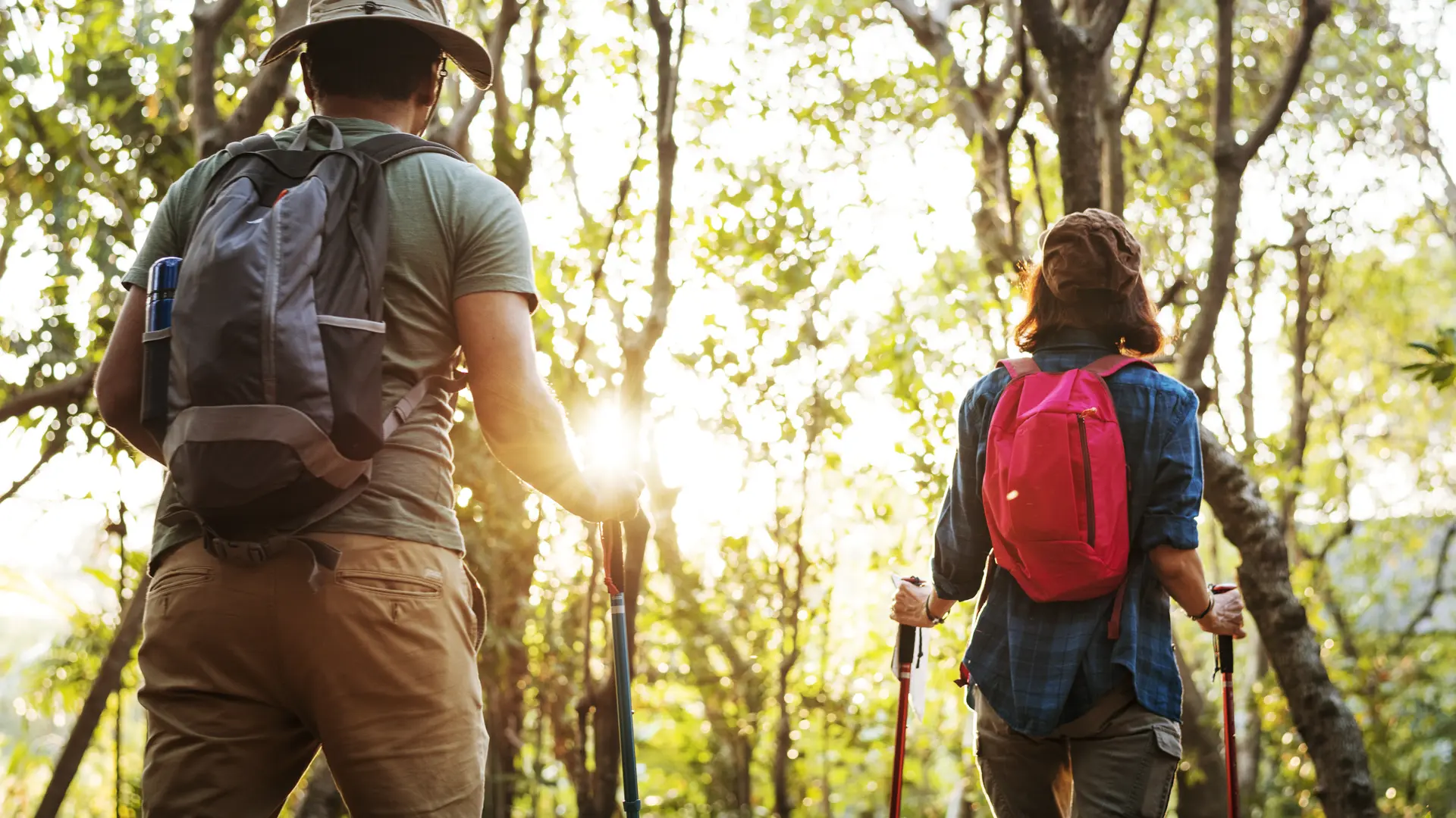 Couple trekking together