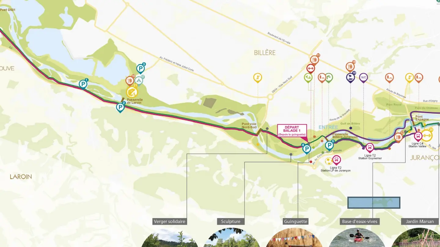 entre gave et golf - Jurançon - carte