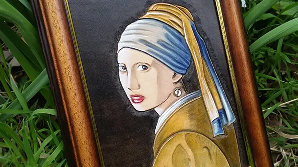 Reproduction en cuir tableau Vermeer