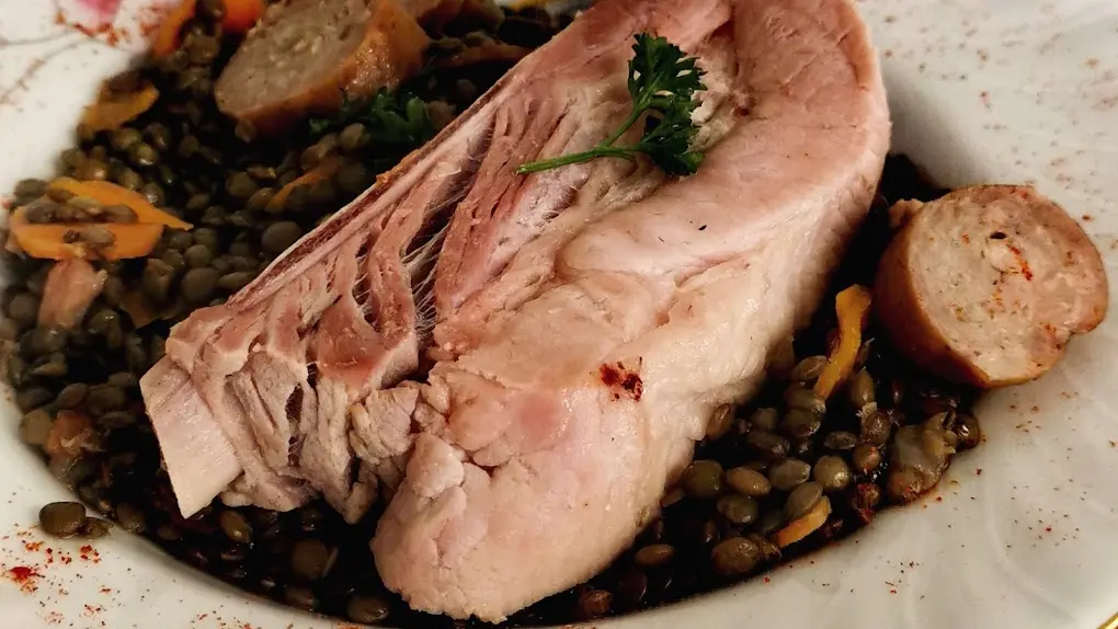 Palette de porc lentilles