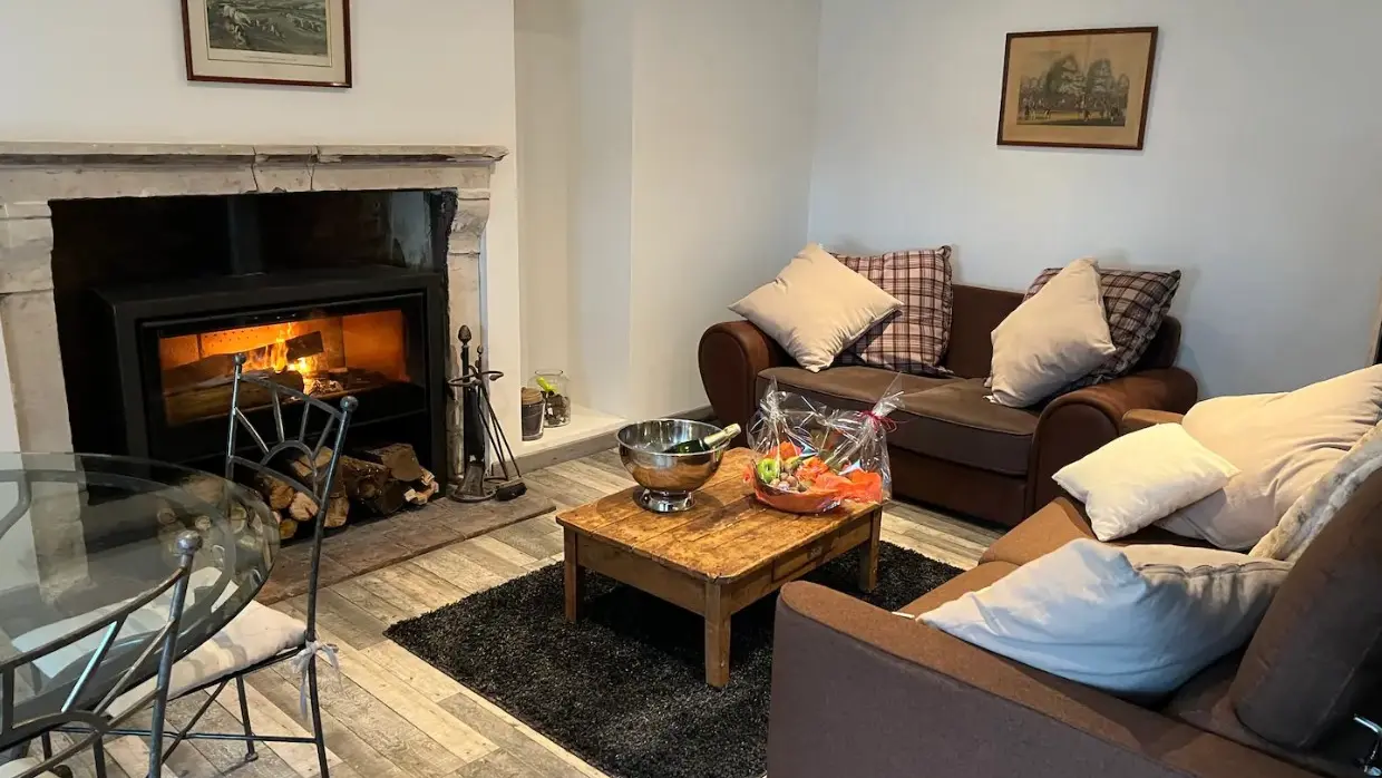 Le Cocon Romantique - Ancinnes - salon avec cheminée