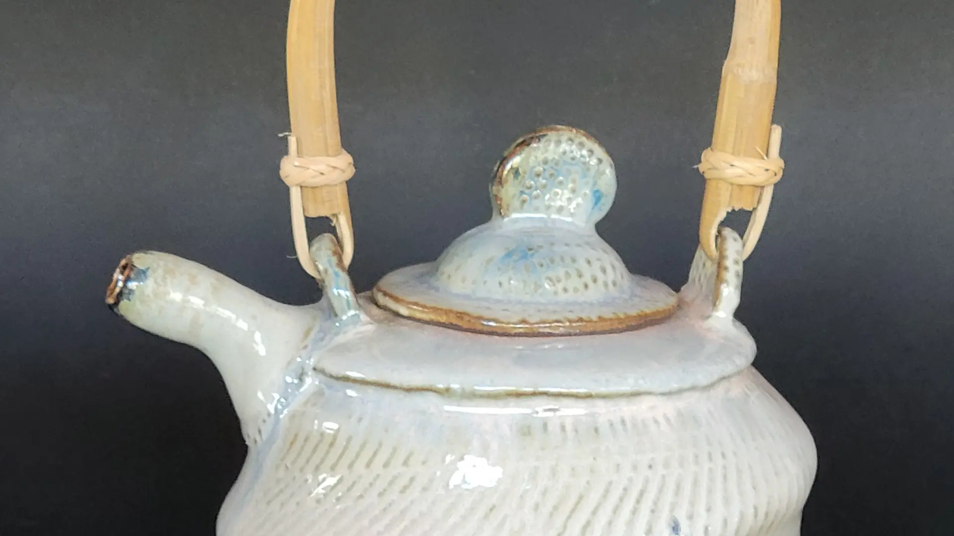 THEIERE ANSE ROTIN GRÈS AU SEL CUISSON BOIS POTERIE DE MEYRAGUET