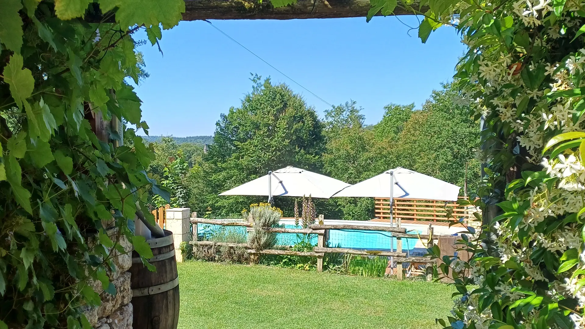 Vue sur la piscine de la terrasse