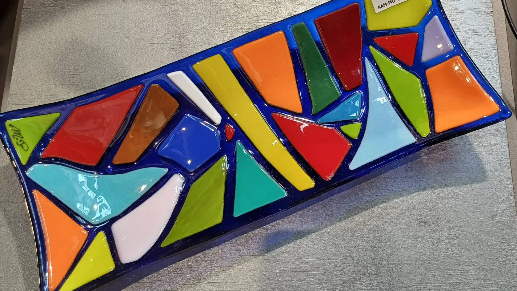 Plat à cake ou buche en verre fusionné
