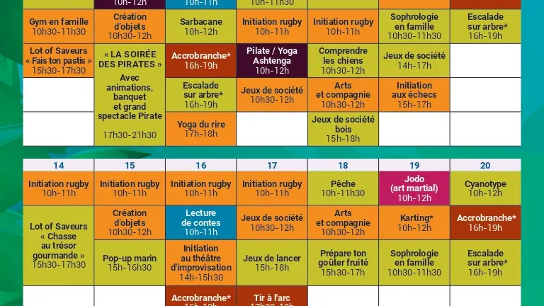 Programme animations juillet 2025