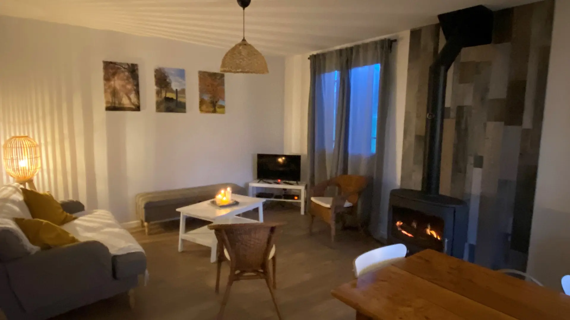 Salon avec poële à bois