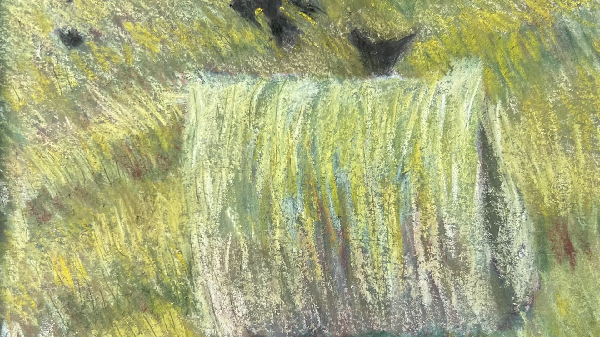 La meule, art gras sur papier aquarelle, 10x15 cm, 2025