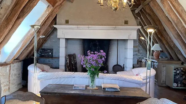 Salon et vue sur la cheminée