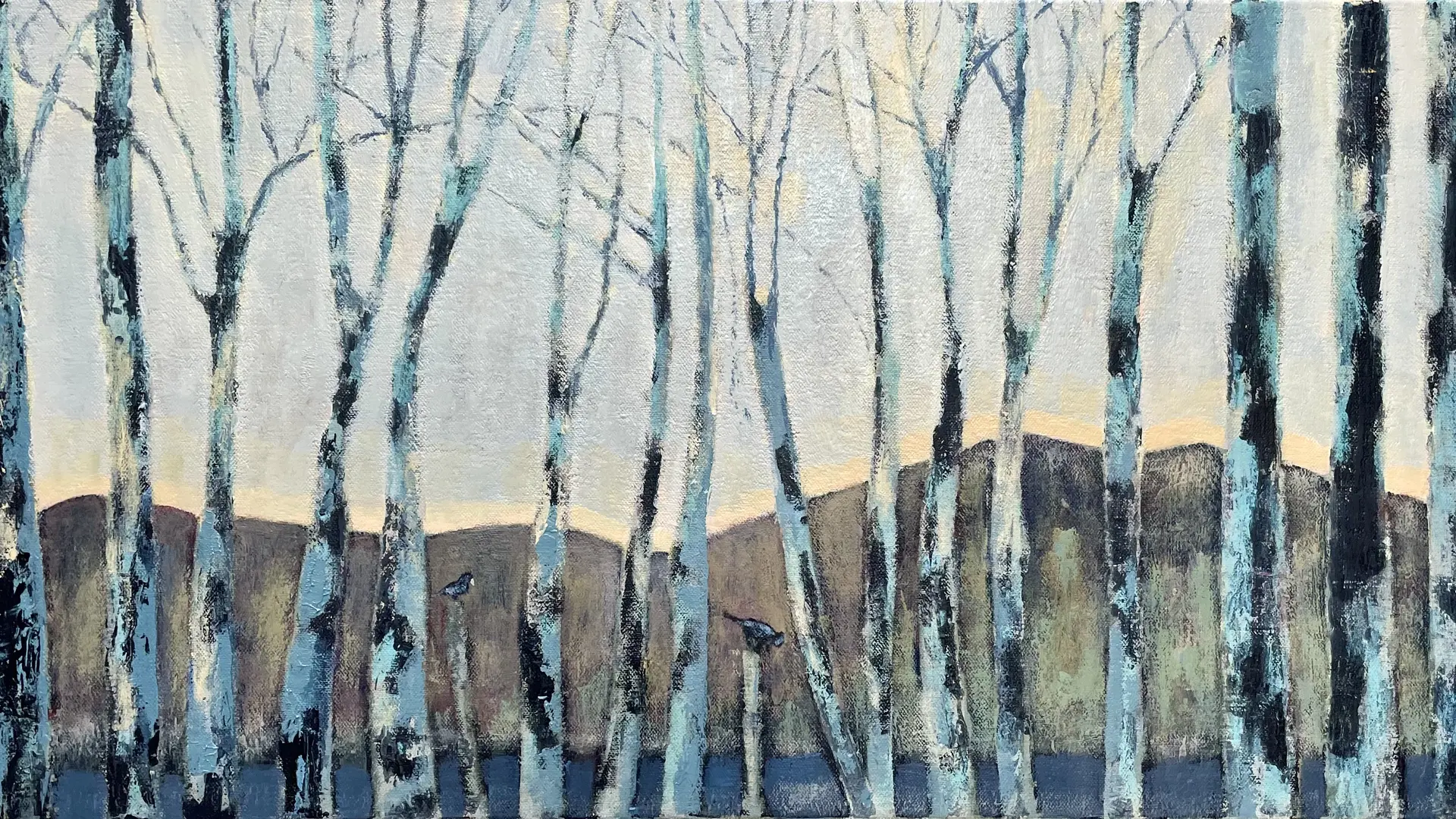 Les arbres bleus, acrylique sur toile 70x50 cm, 2025