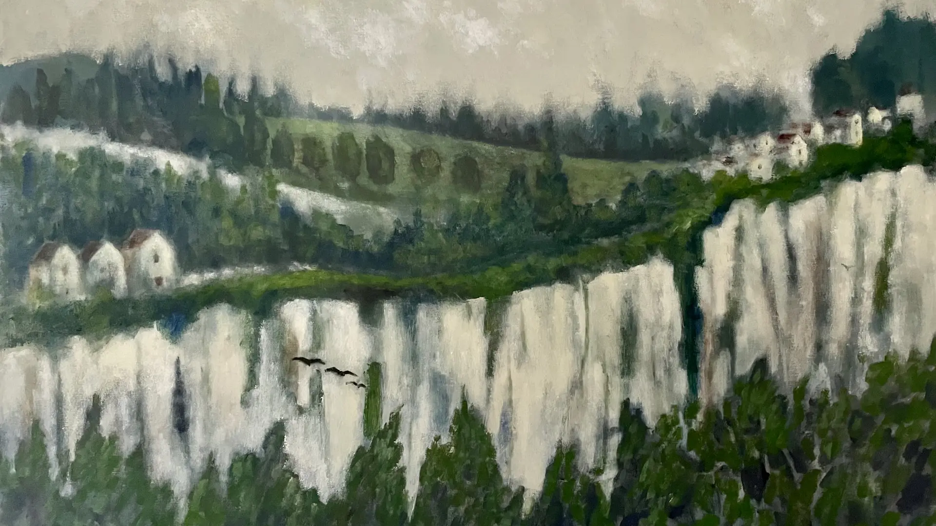 Les Falaises d'ici, acrylique sur toile, 100x73cm, 2025