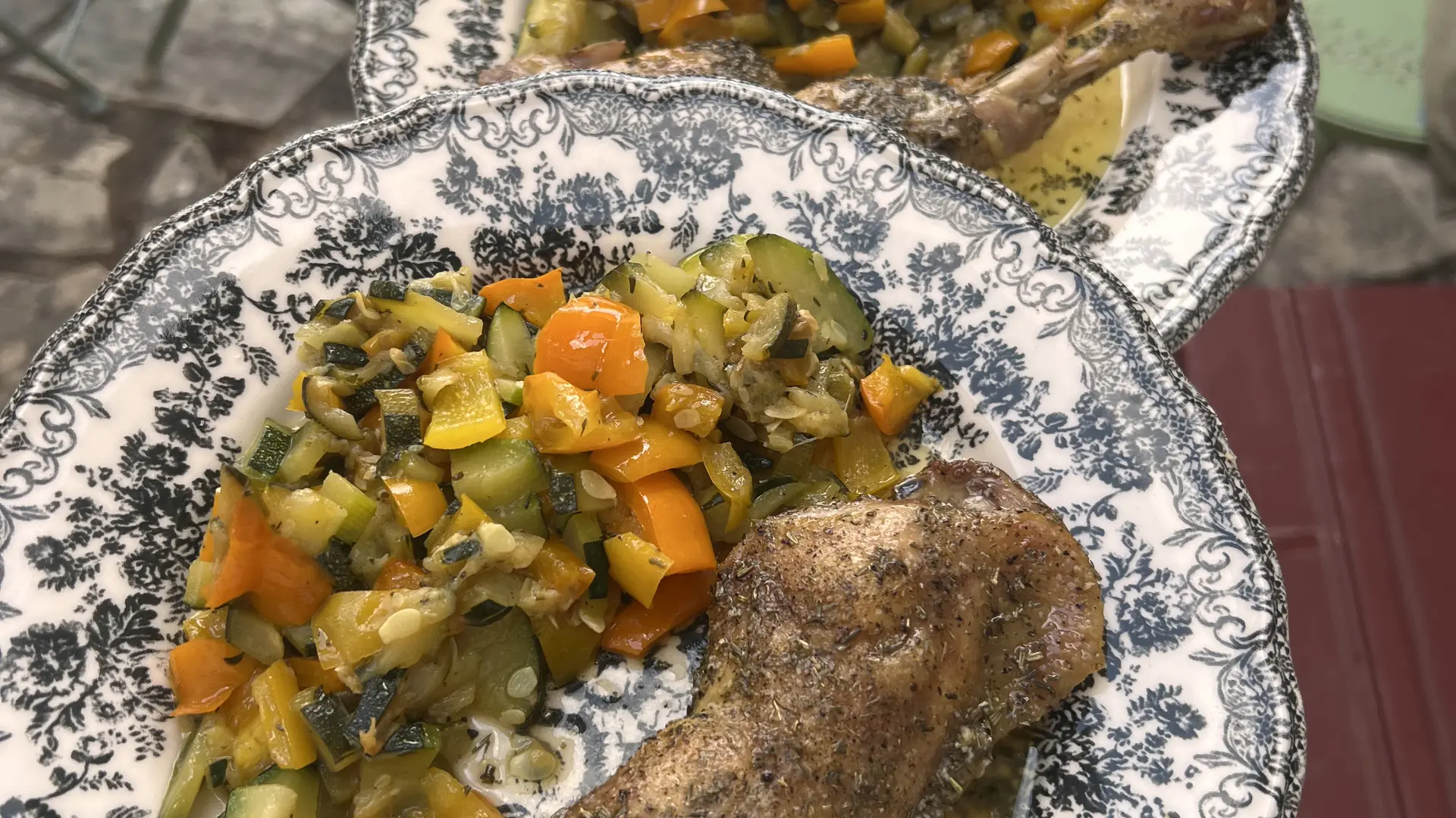 poulet fermier wok de légumes