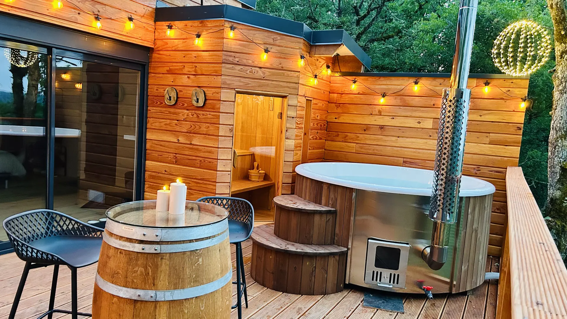 Terrasse sauna bain