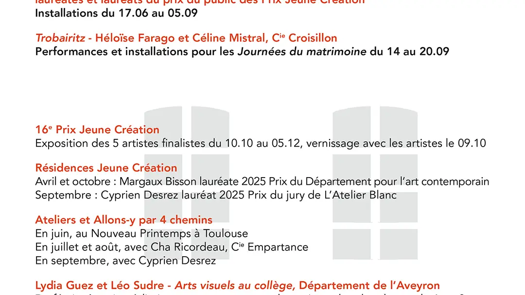L'Atelier Blanc art contemporain en Aveyron 2026