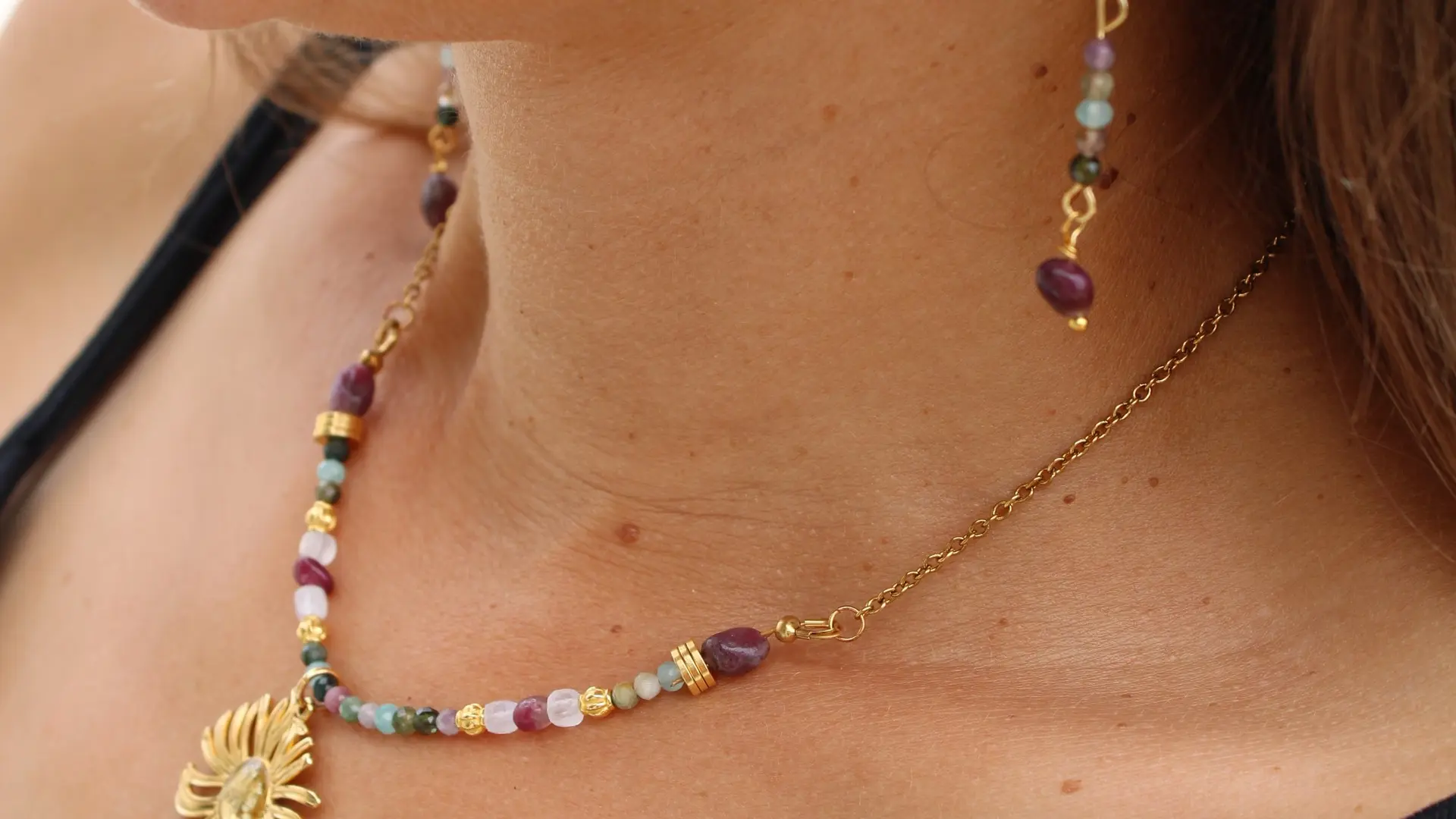 Parure soleil doré et tourmaline