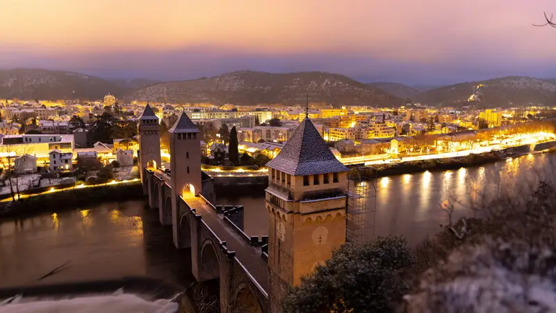 Pont Valentré Nuit d'hiver à Cahors