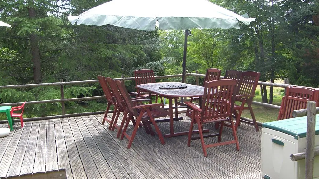 Poolside breakfast and evening meals on the decking