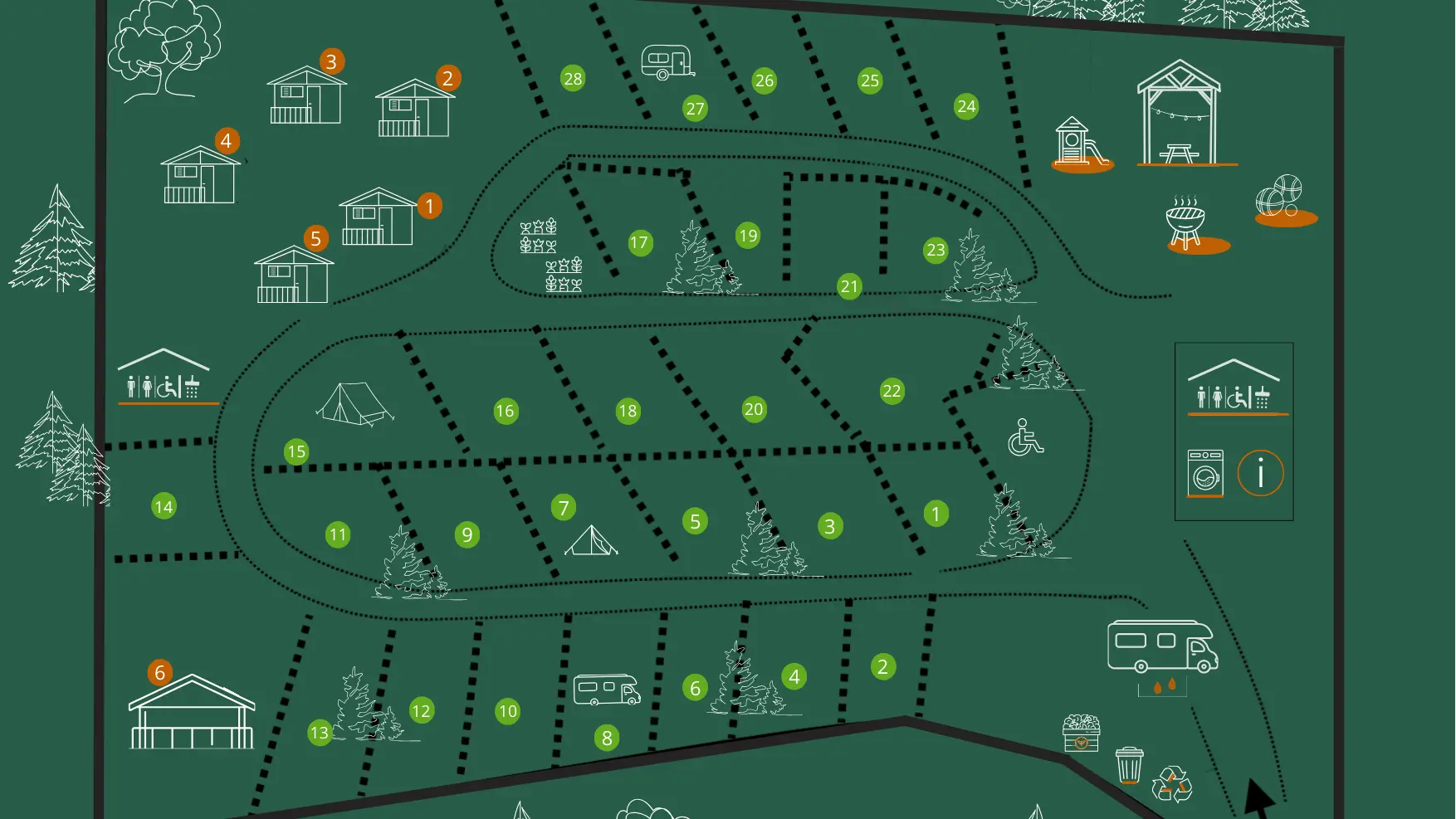 Camping Le Vert-Bois à Saint-Martin-la-Méanne (plan)