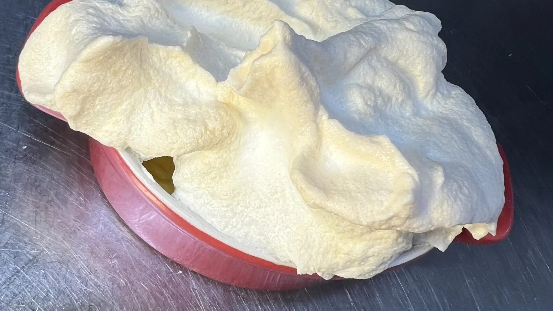 Rhubarbe, orange, Meringue