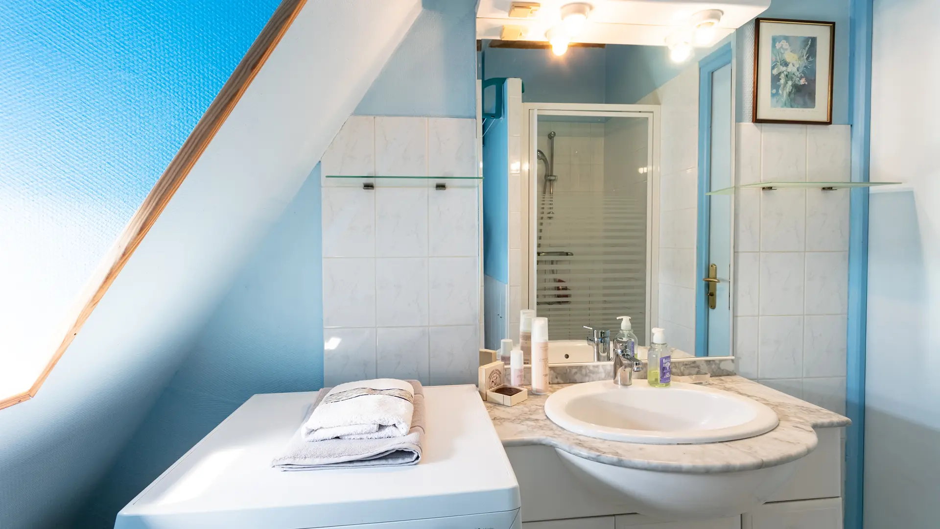 Salle d'eau (douche, lavabo, wc, machine à laver)