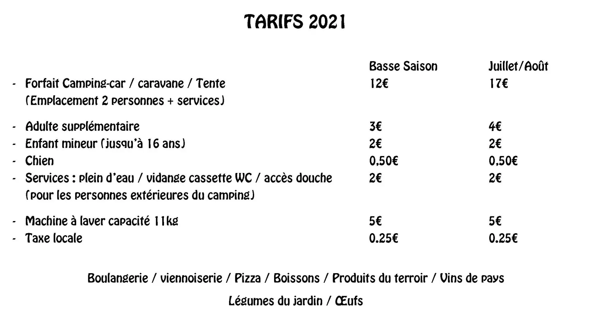 TARIF 2021