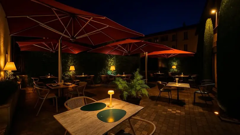 Terrasse extérieure – ambiance nocturne