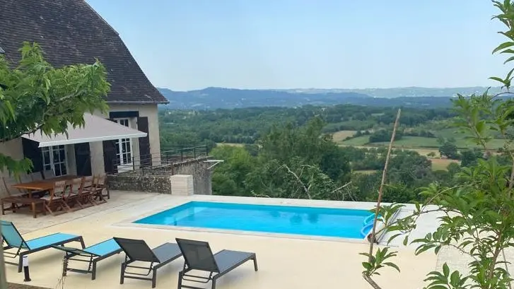 maison, terrasse, piscine