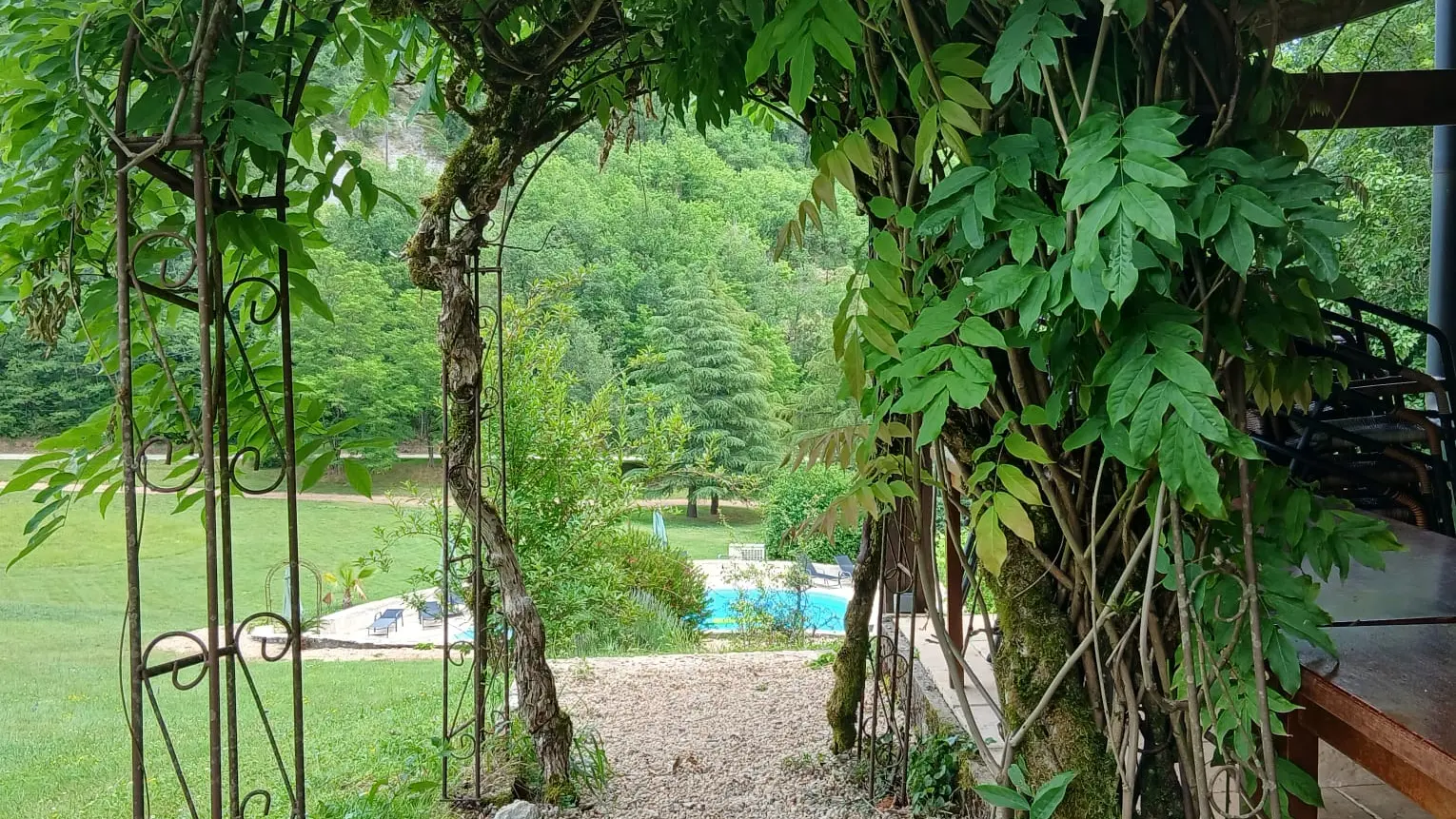 overkapping naar zwembad