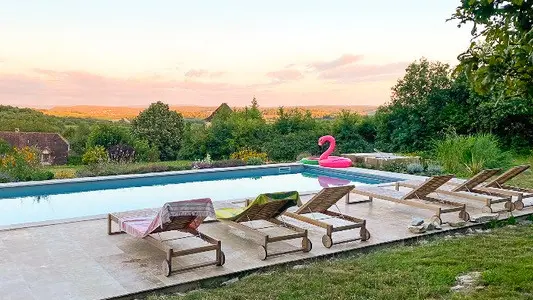 piscine transats vue