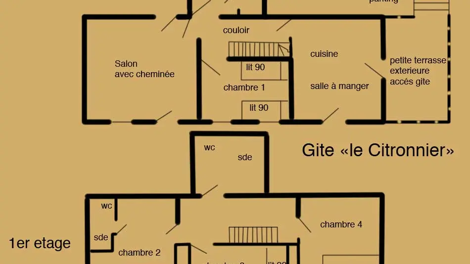 plan-gite le Citronnier-8-personnes