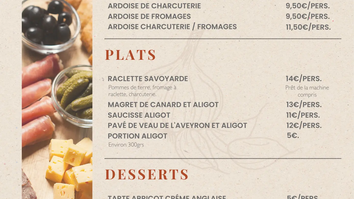 Carte traiteur automne / hiver Le Clos des Chênes