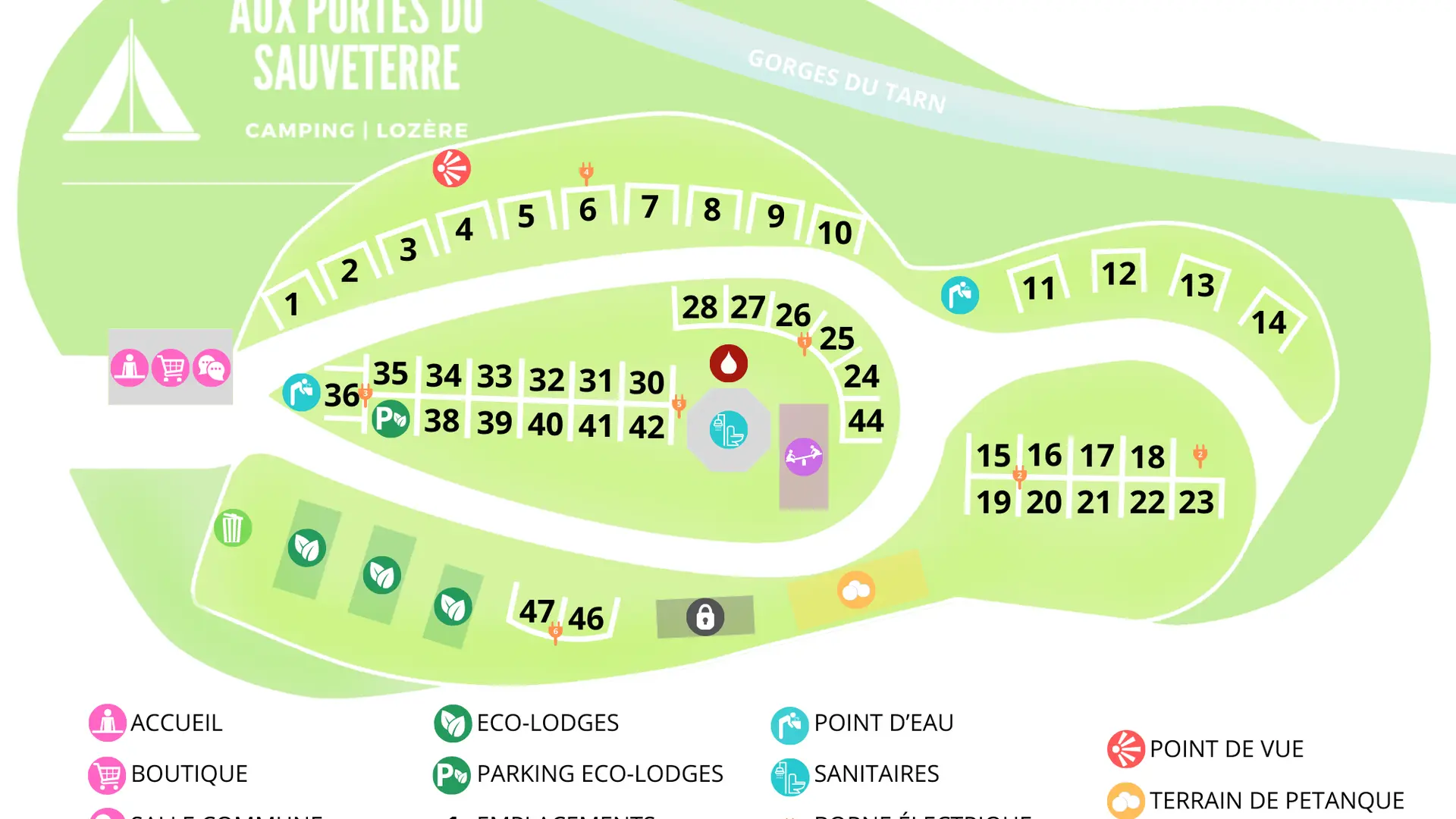 SCHEMA plan du camping Aux portes du Sauveterre