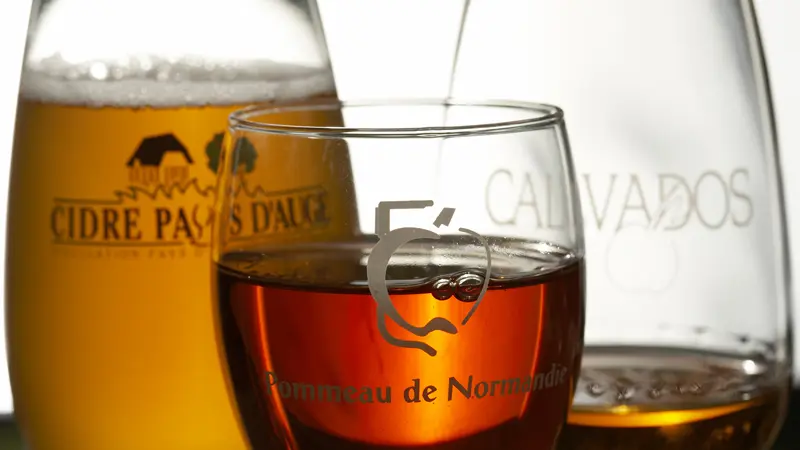 Verres de calvados, cidre et pommeau