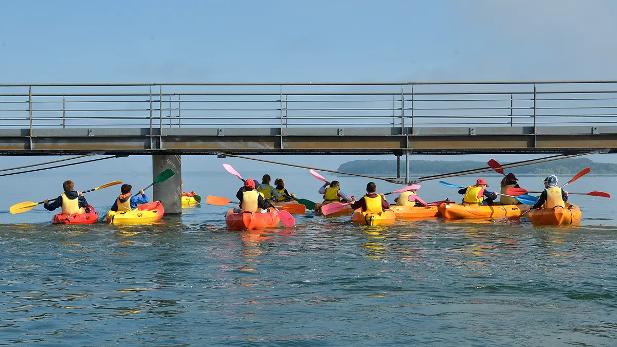 Kayak près de la passerelle