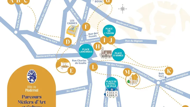 plan - parcours - métiers d'art - culture - Ploërmel - Morbihan