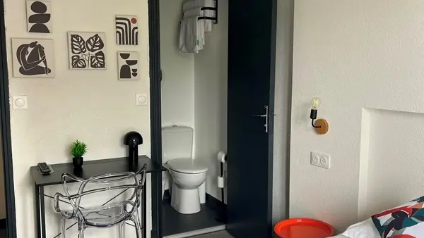 Lourdes hotel du Gave_chambre vue sur sdb