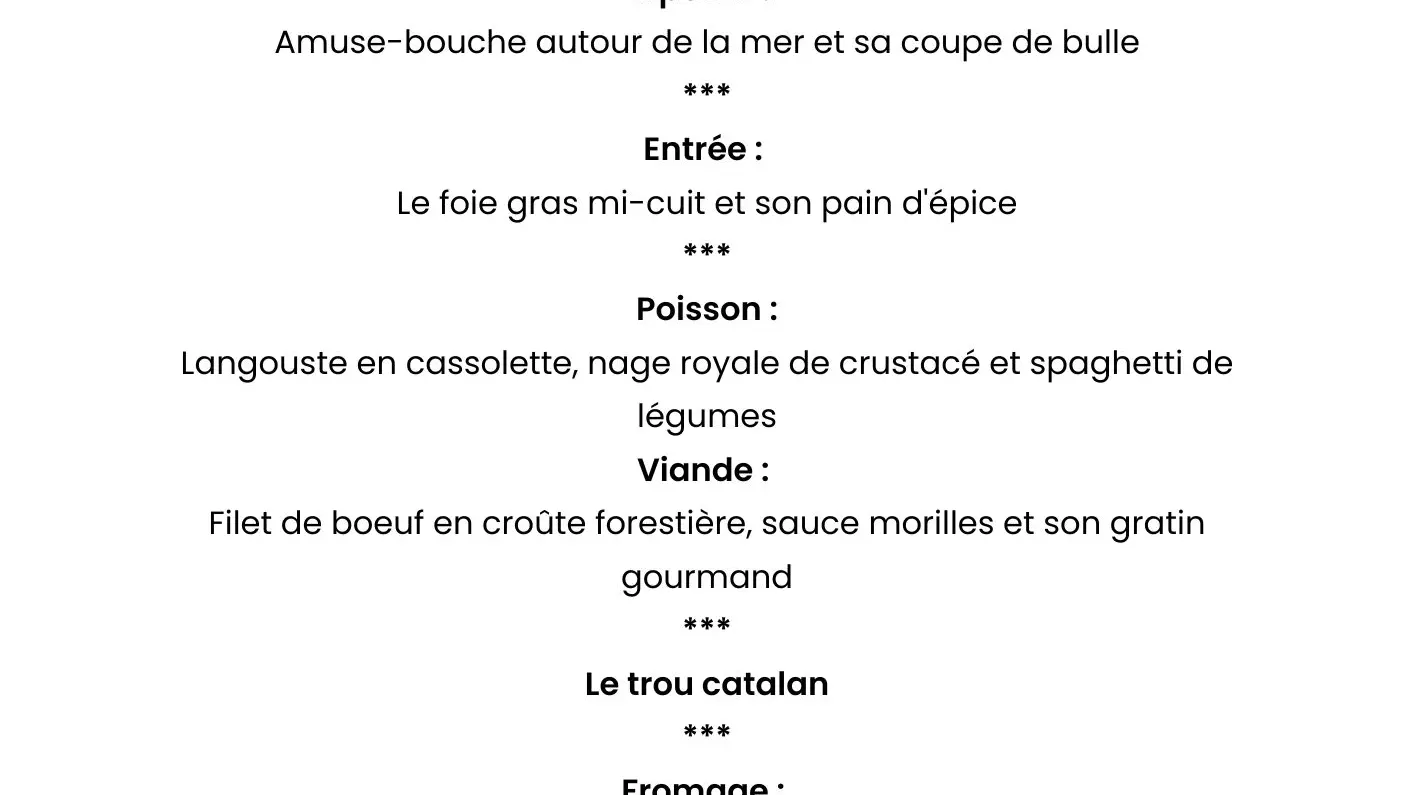 Menu Saint Sylvestre