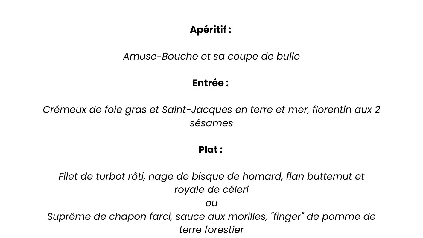 Menu Noël