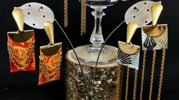 boucles d'oreille Origami or