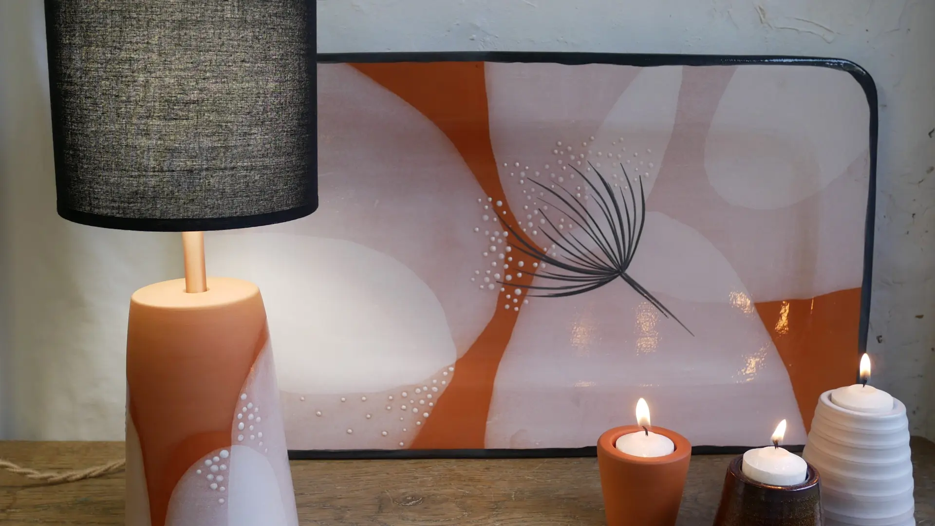 plat rectangle lampe bougeoirs