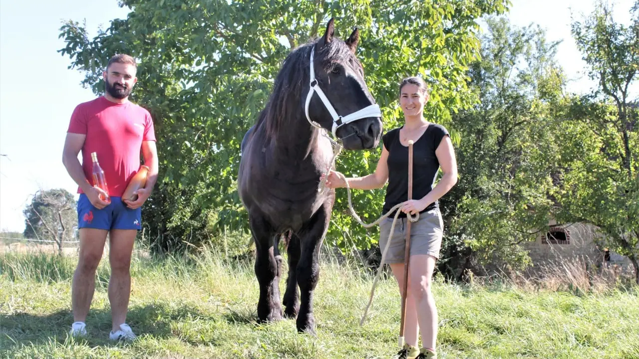 Julien et Audrey accompagné d'Igor, notre Percheron