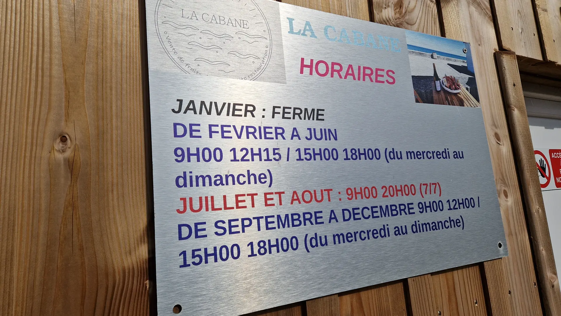 Horaire d'ouverture
