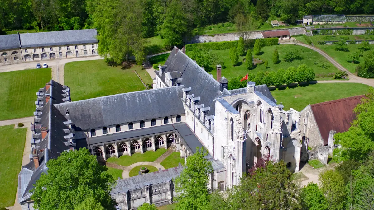 Abbaye de Fontenelle Saint Wandrille Rançon vue aérienne Caux Seine Normandie tourisme