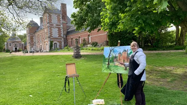 Anna Filimonova plein air sur grand format au Chateau de Bonnemarre