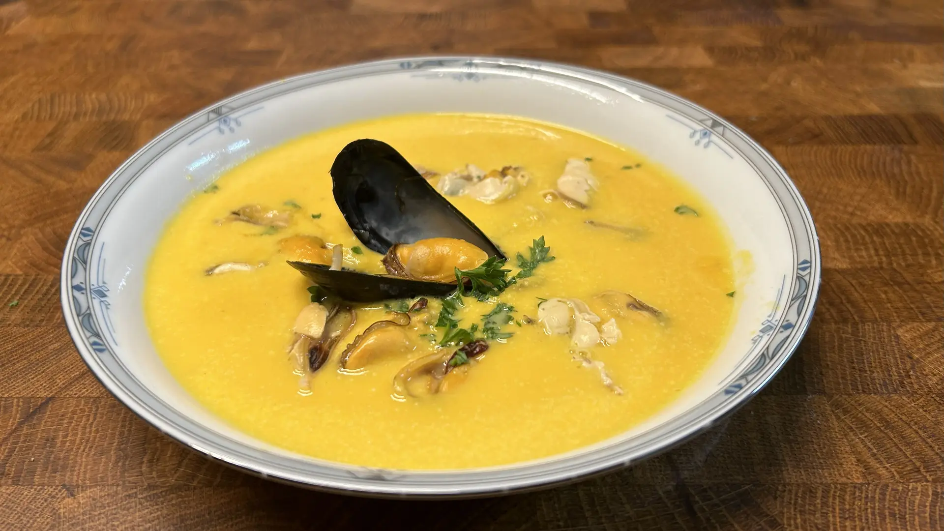 Crème de potiron moules