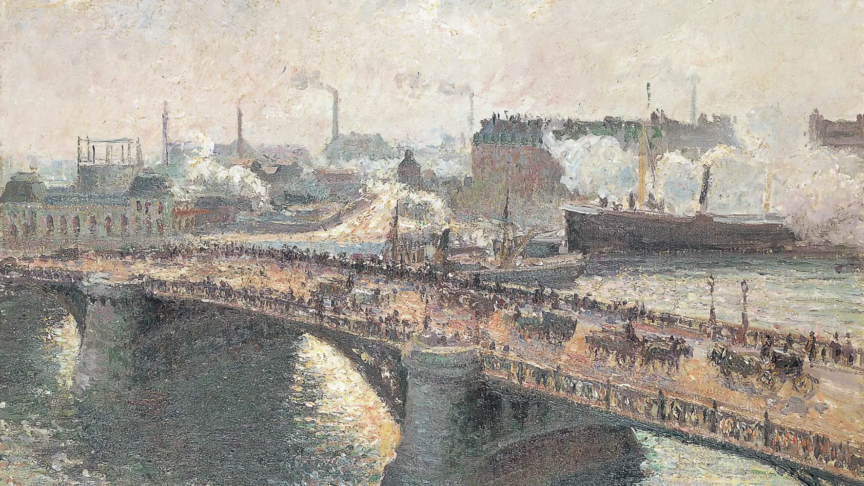 Pissaro-Le pont Boieldieu à Rouen, soleil couchant, temps brumeux 1896©CLancien et CLoisel - Musée de la Ville de Rouen