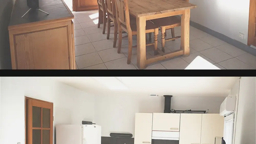 piece de vie en 2 photos