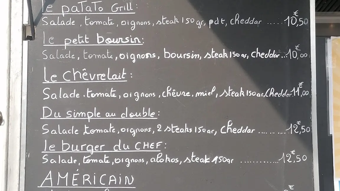 Menu Chez Dave