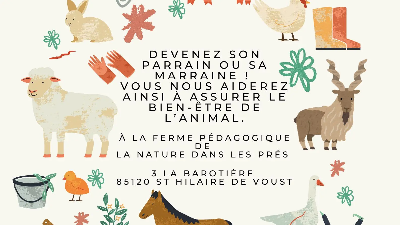 Affiche publicitaire ferme pédagogique mignon illustratif - 1