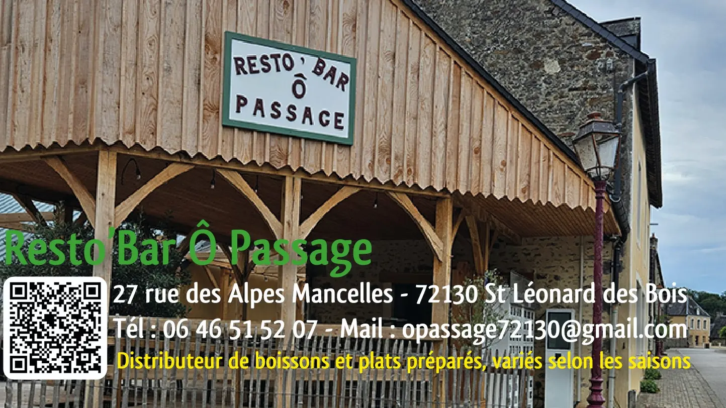Restaurant Ô Passage - Saint-Léonard-des-Bois - Carte de visite avec QR code