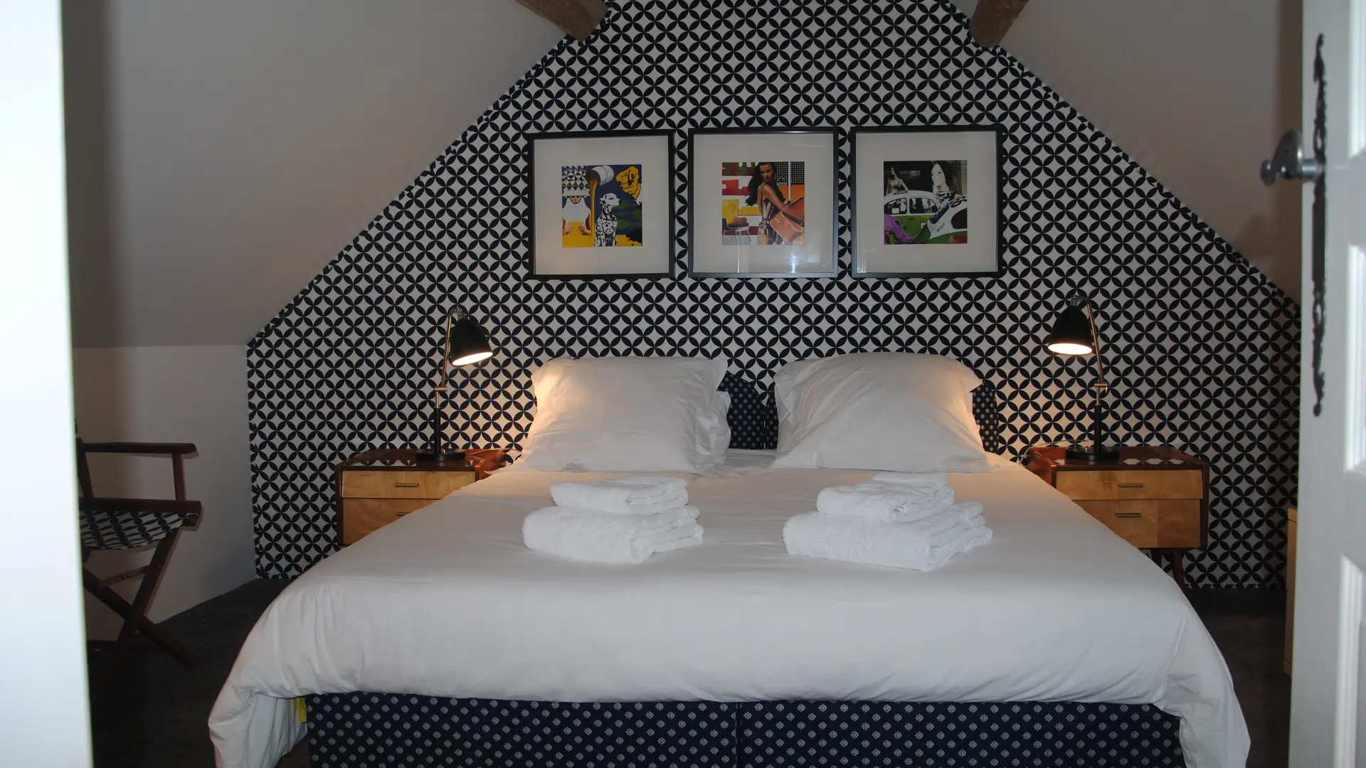Gîte la Ravaloire_Bazouge cré sur Loir_Chambre bleue à l'étage, option lit doubl